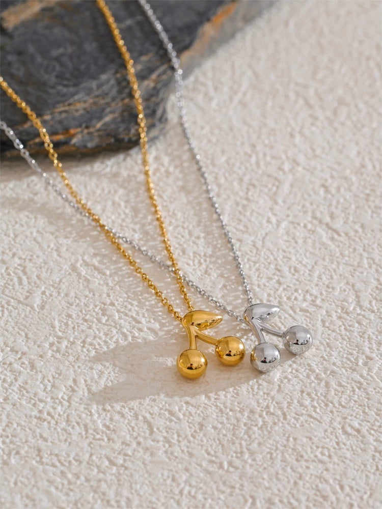 Cherry pendant gold silver color trendy necklace - product image