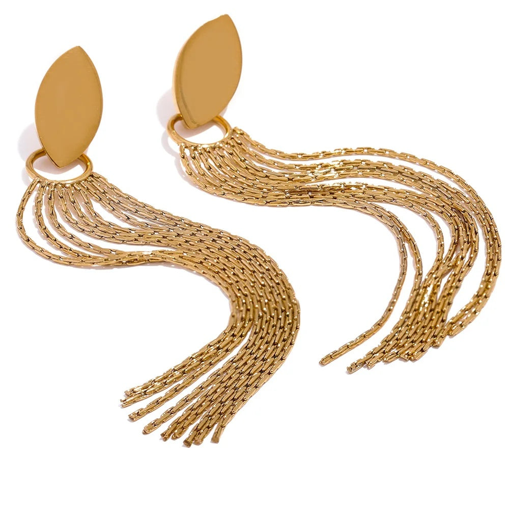 Chic long chain tassel drop earrings women - product image