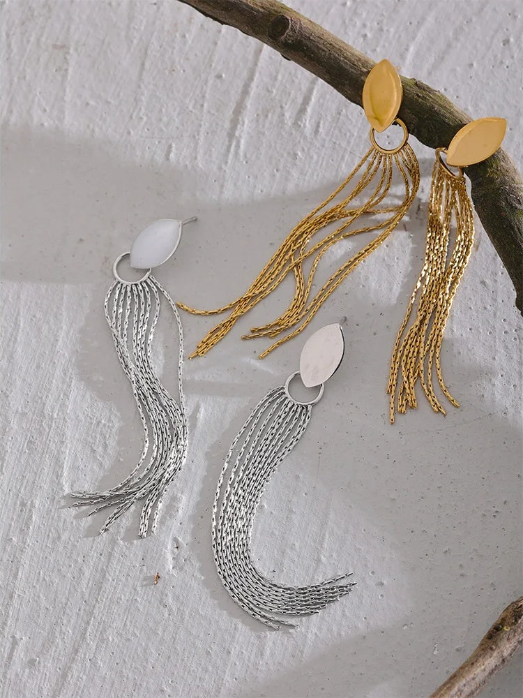 Chic long chain tassel drop earrings women - product image