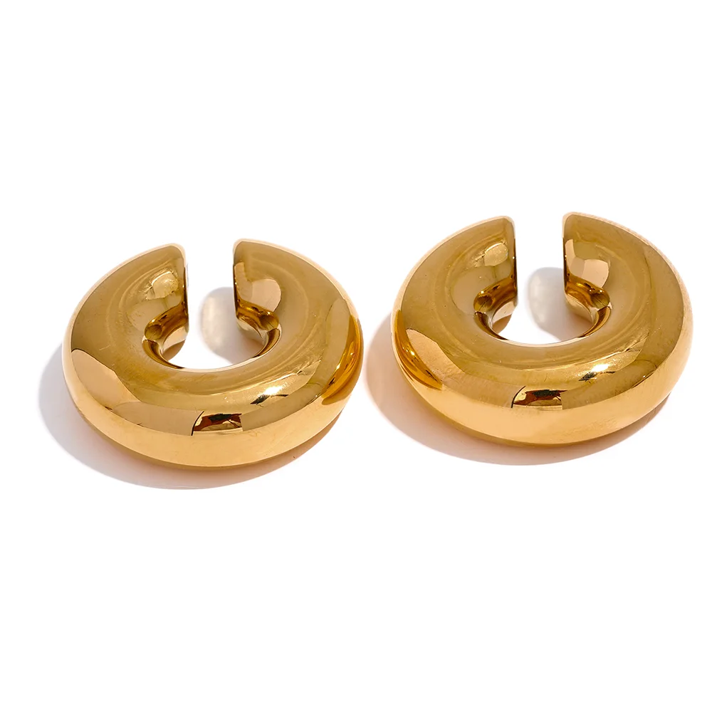 Chunky clip-on minimalist cuff earrings - product image