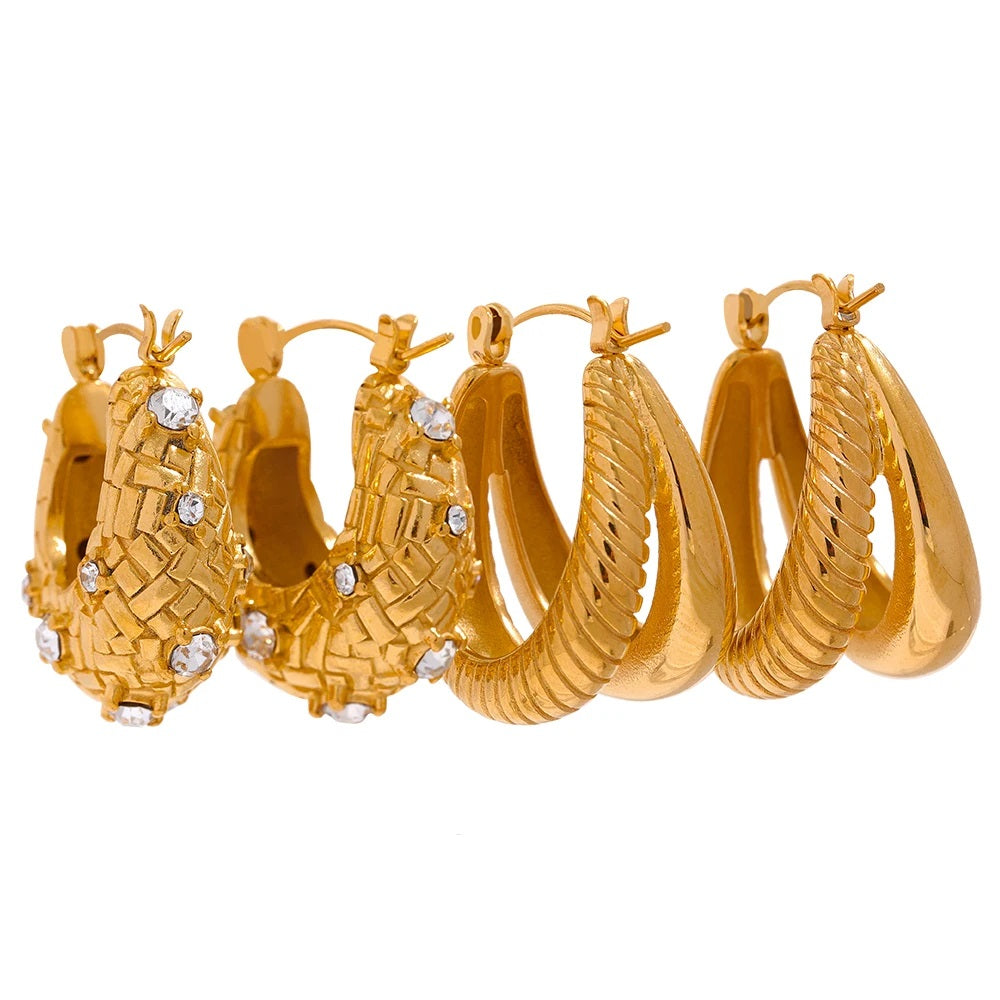 Chunky minimalist thick waterproof hoop earrings - product image