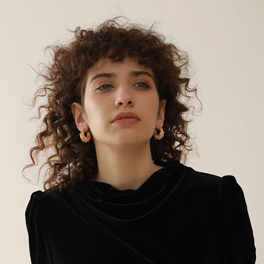 Chunky minimalist thick waterproof hoop earrings - product image