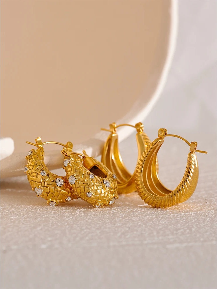 Chunky minimalist thick waterproof hoop earrings - product image
