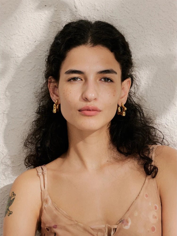 Chunky star abstract hoop earrings - product image