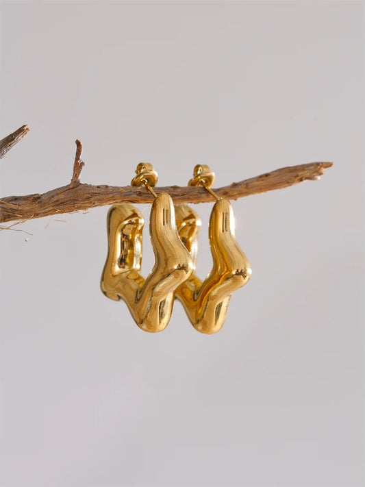 Chunky star abstract hoop earrings - product image