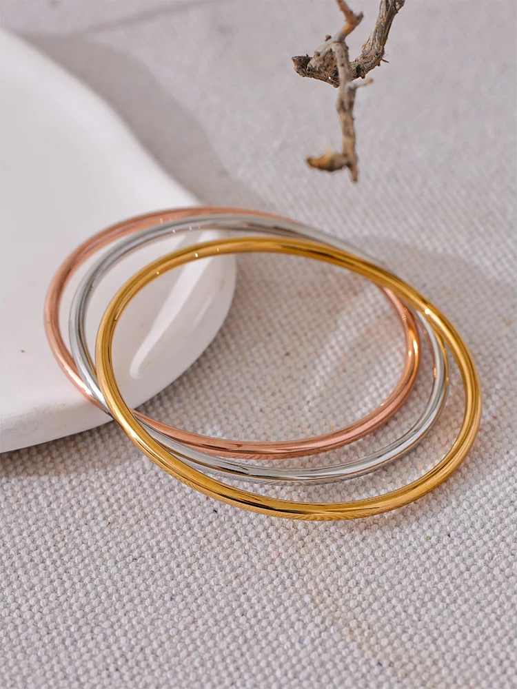 Classic round bangle stainless steel bracelet - product image