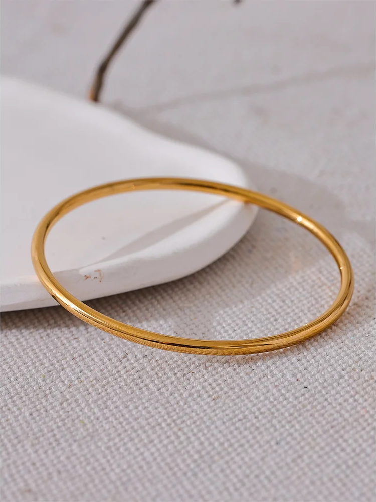 Classic round bangle stainless steel bracelet - product image