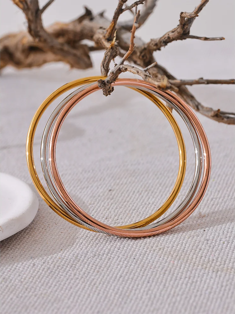 Classic round bangle stainless steel bracelet - product image