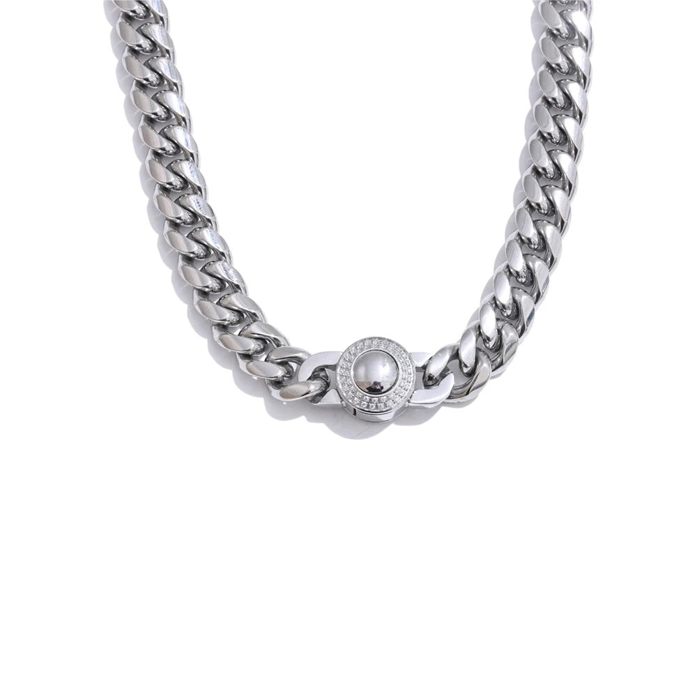 Cnc zirconia polished cuban chain necklace - product image