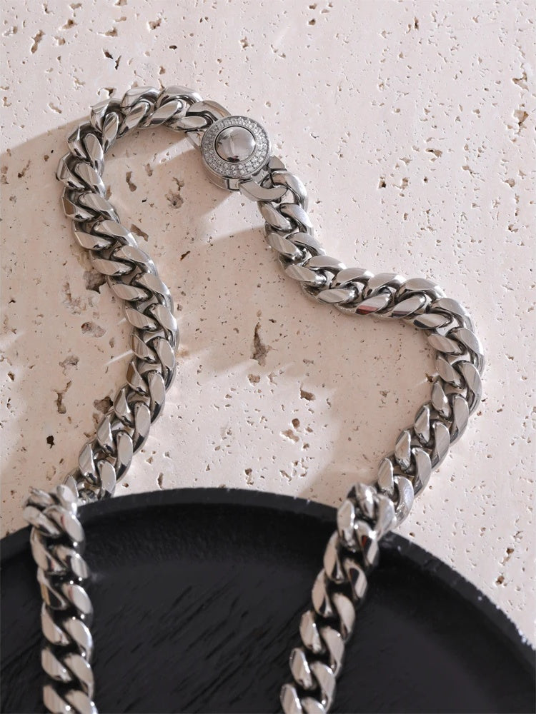 Cnc zirconia polished cuban chain necklace - product image