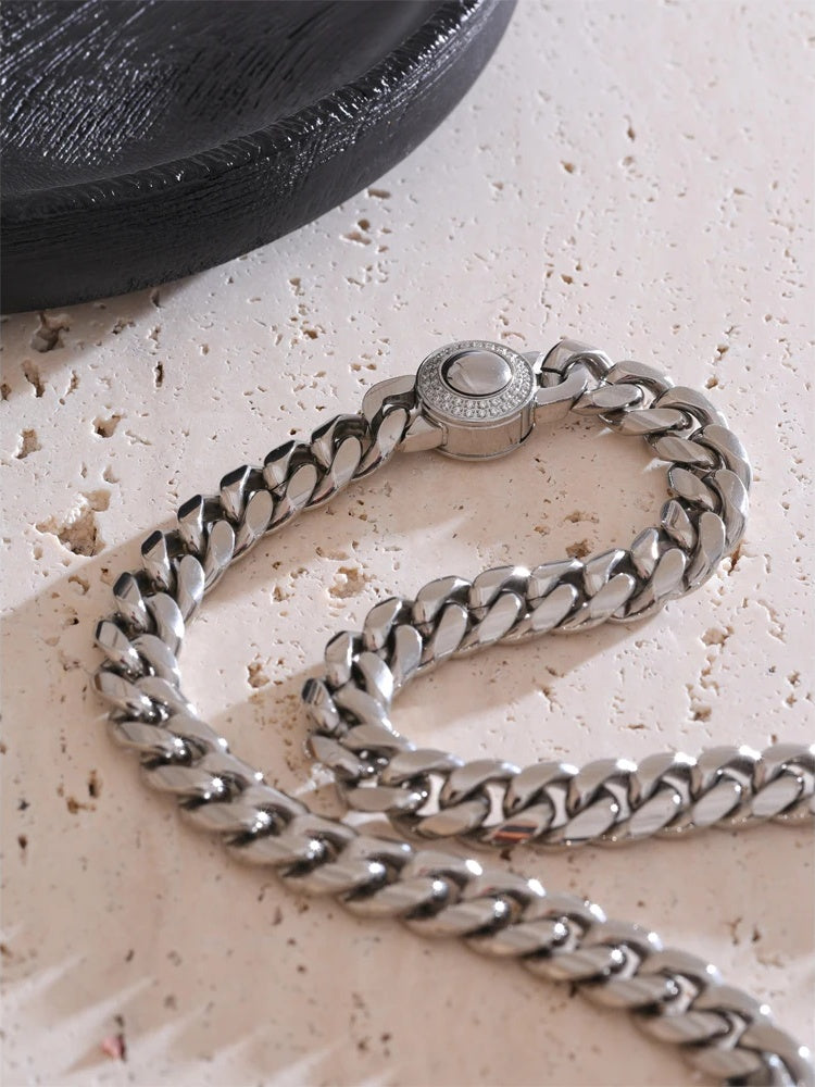 Cnc zirconia polished cuban chain necklace - product image