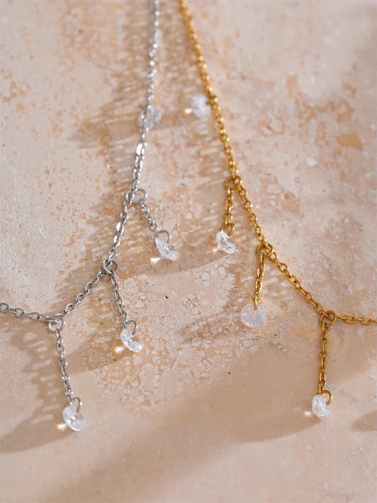 Collarbone chain drop zirconia necklace - product image