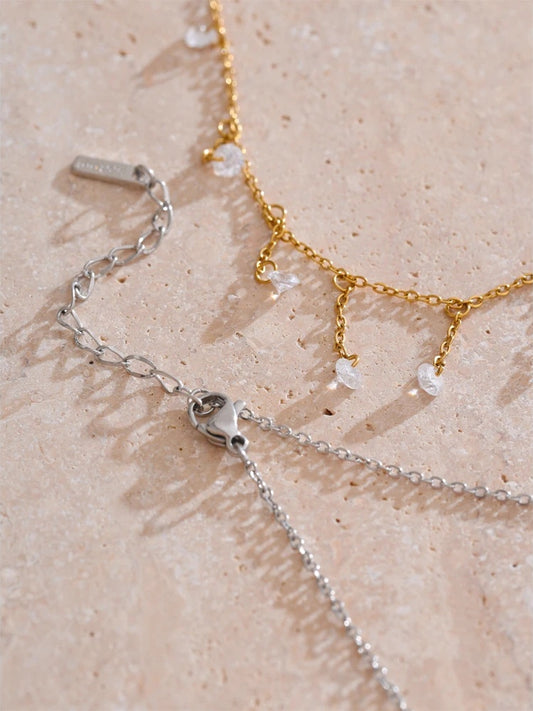 Collarbone chain drop zirconia necklace - product image