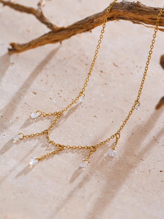 Collarbone chain drop zirconia necklace - product image