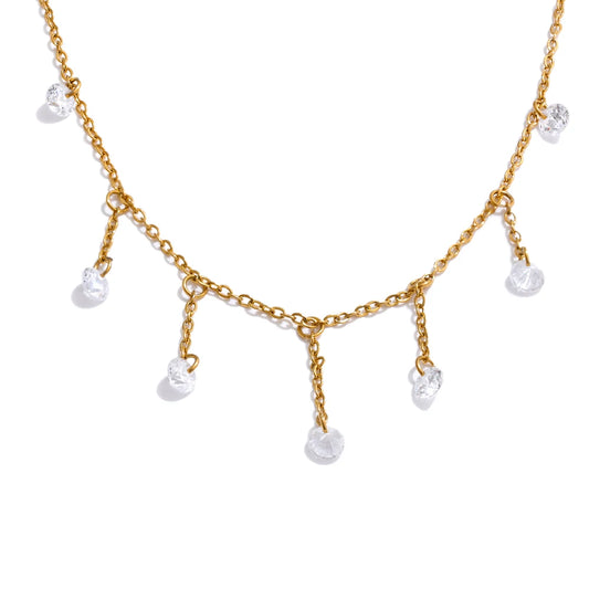 Collarbone chain drop zirconia necklace - product image