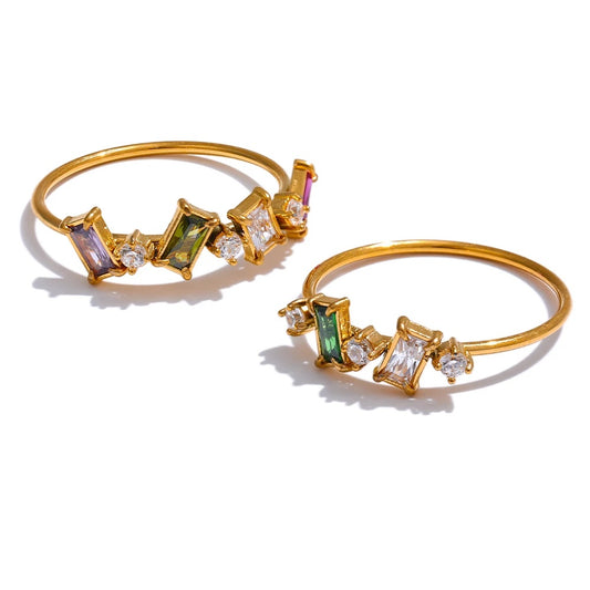 Colorful contemporary cubic zirconia ring - product image