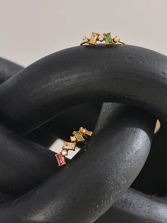 Colorful contemporary cubic zirconia ring - product image
