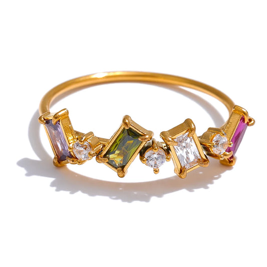 Colorful contemporary cubic zirconia ring - product image