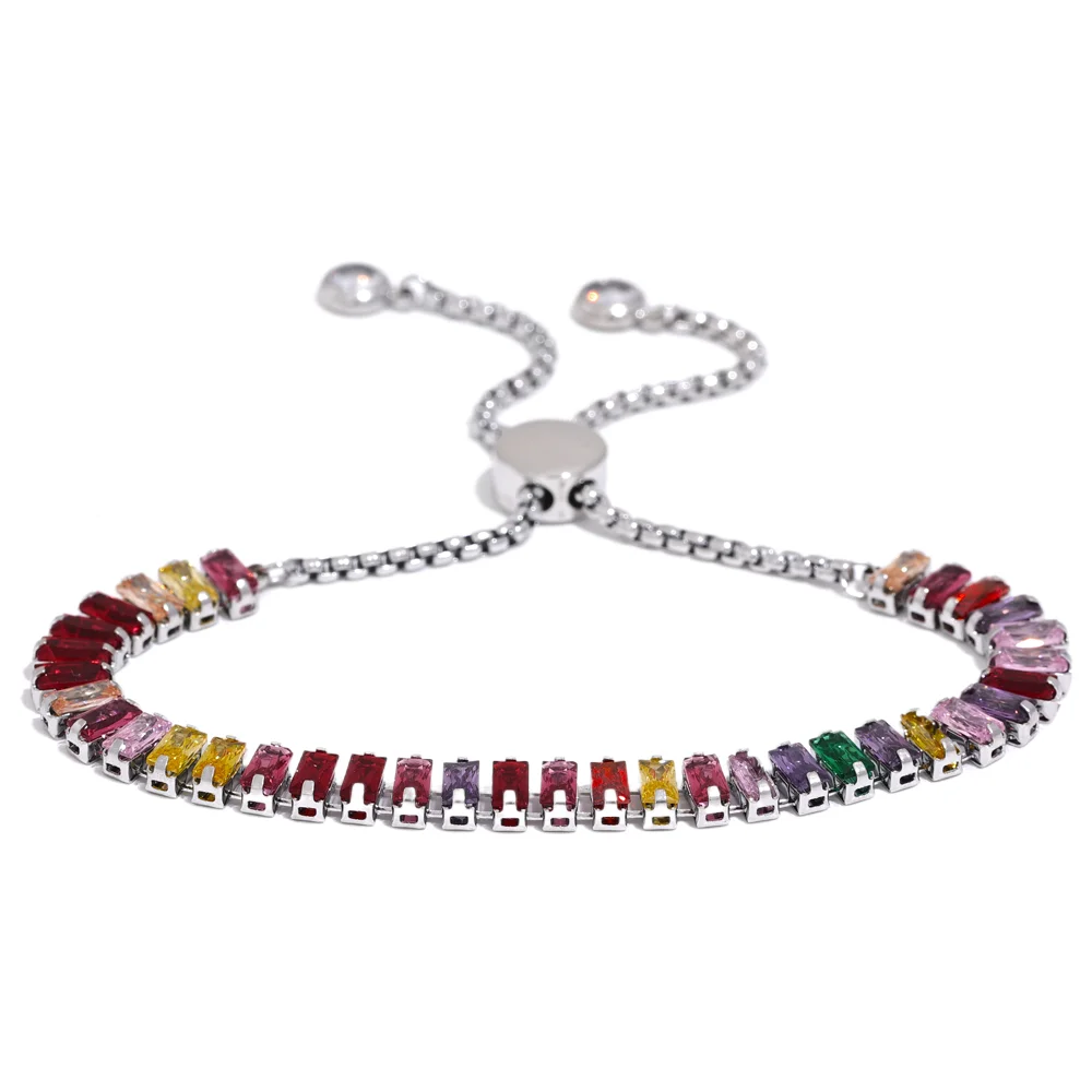 Colorful cubic zirconia chain bracelet - product image