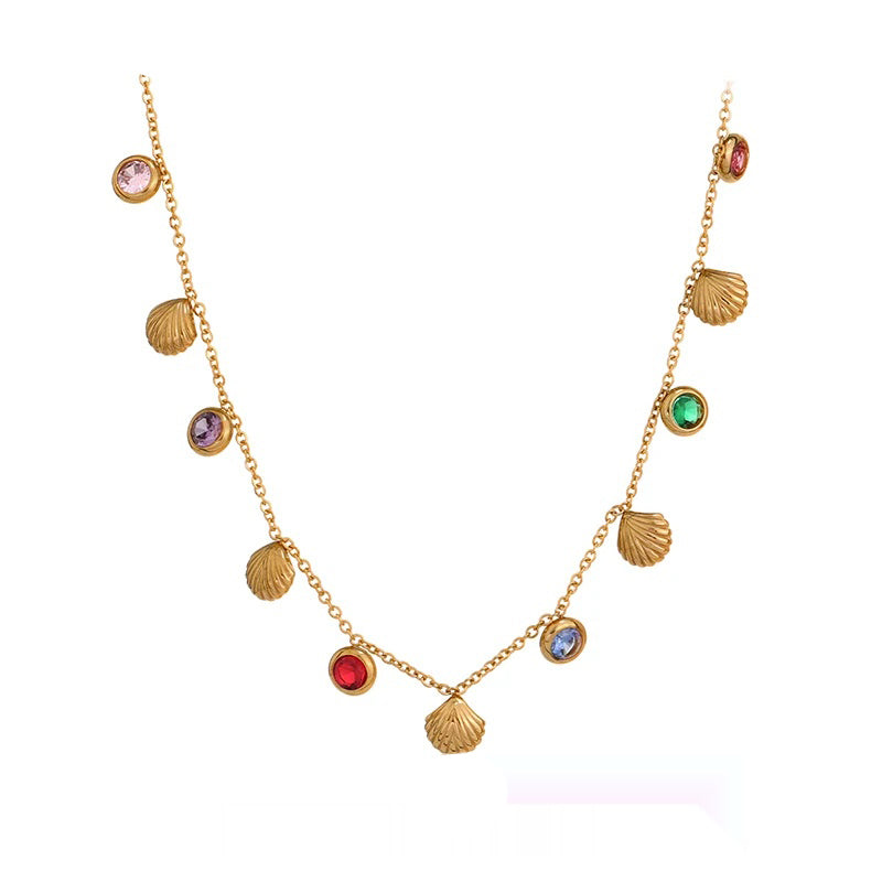 Colorful cubic zirconia chain fashion collar necklace - product image
