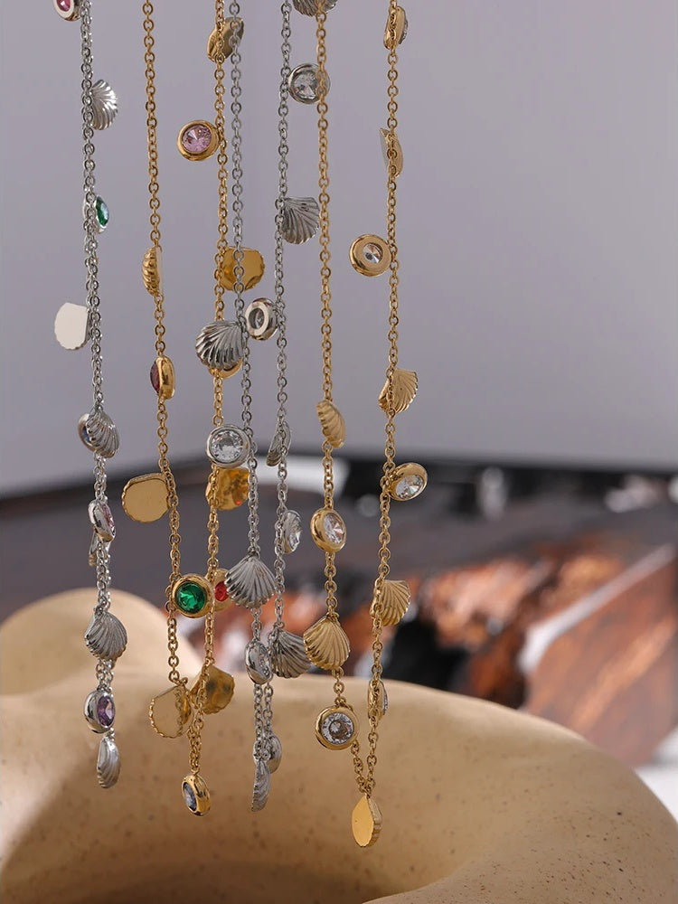 Colorful cubic zirconia chain fashion collar necklace - product image