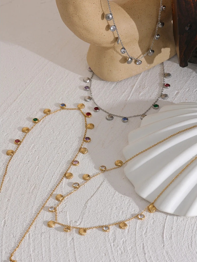 Colorful cubic zirconia chain fashion collar necklace - product image