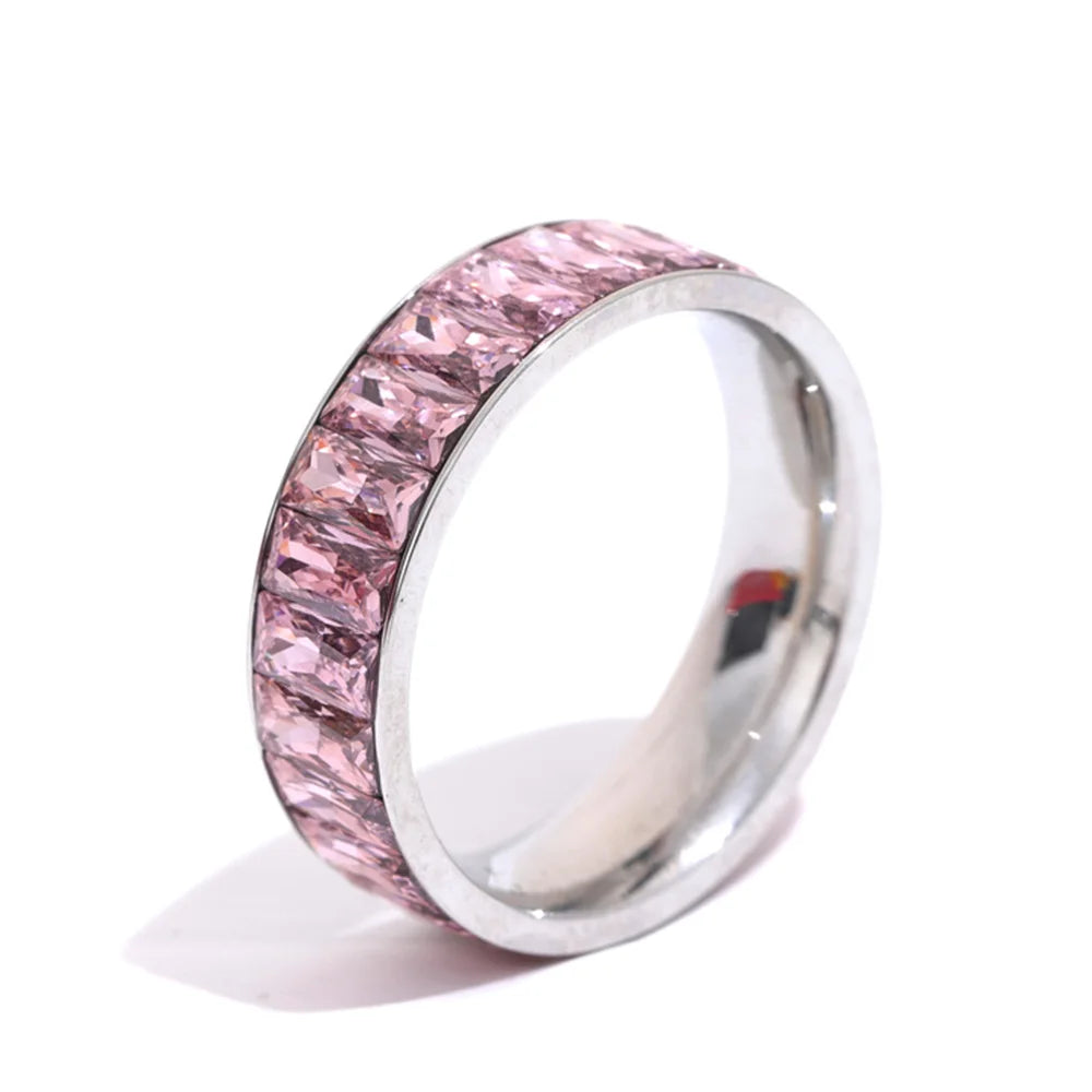 Colorful cubic zirconia multiple band fashion ring - product image