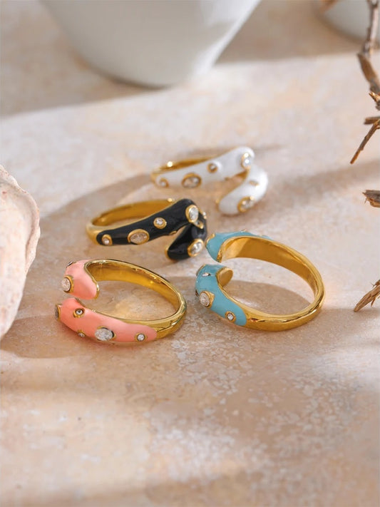 Colorful cubic zirconia open adjustable ring - product image