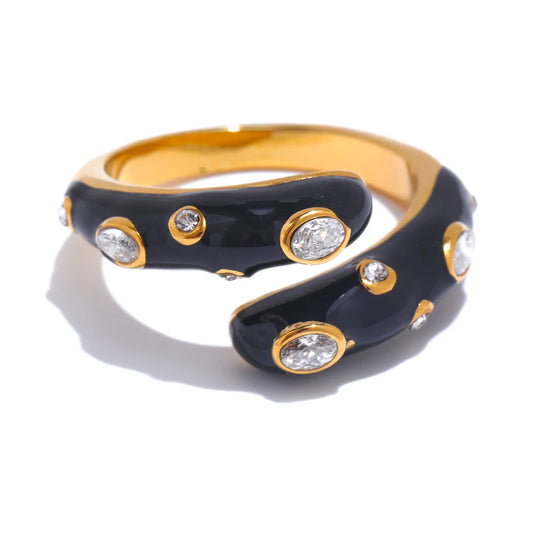 Colorful cubic zirconia open adjustable ring - product image