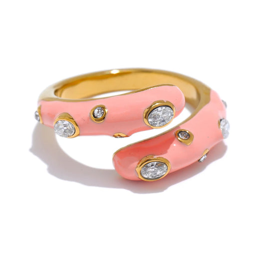 Colorful cubic zirconia open adjustable ring - product image