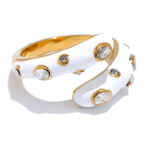 Colorful cubic zirconia open adjustable ring - product image