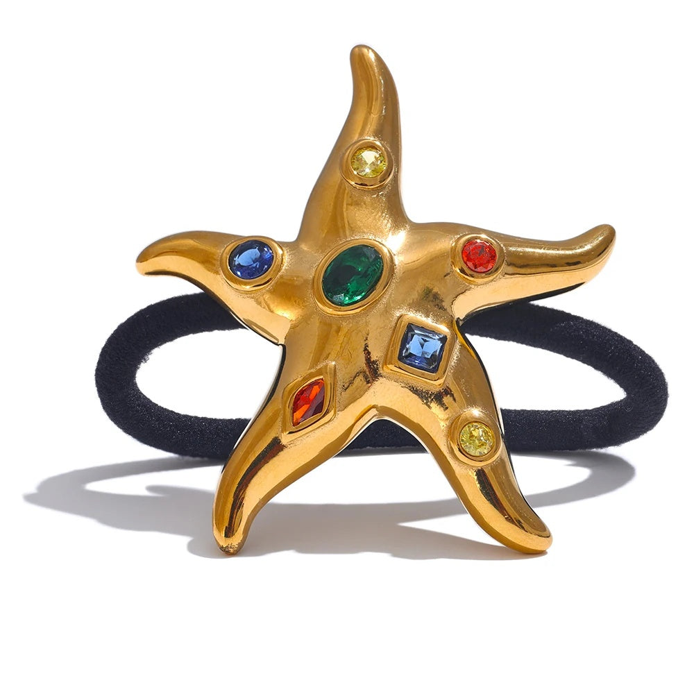 Colorful cubic zirconia starfish hair accessories - product image