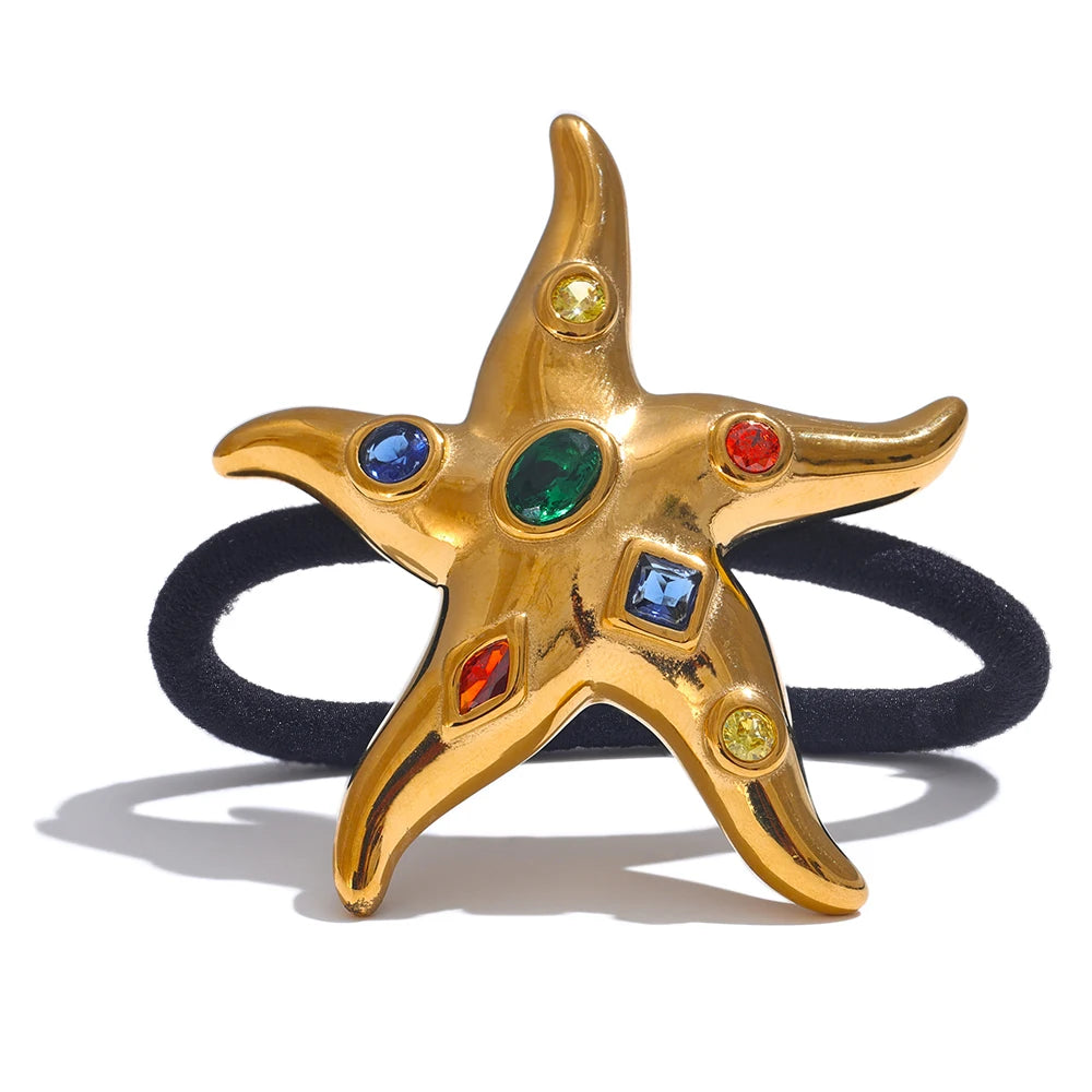 Colorful cubic zirconia starfish hair accessories - product image