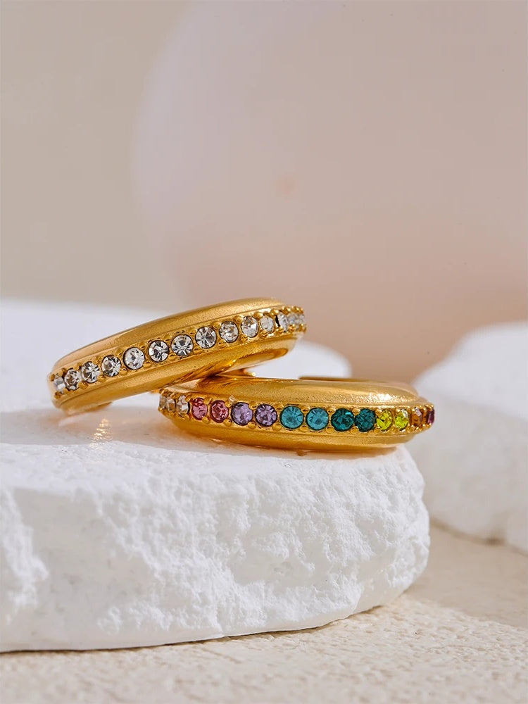 Colorful cubic zirconia tension modern ring - product image