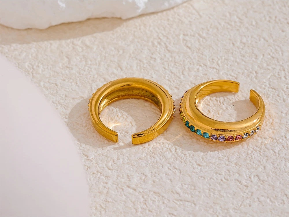 Colorful cubic zirconia tension modern ring - product image