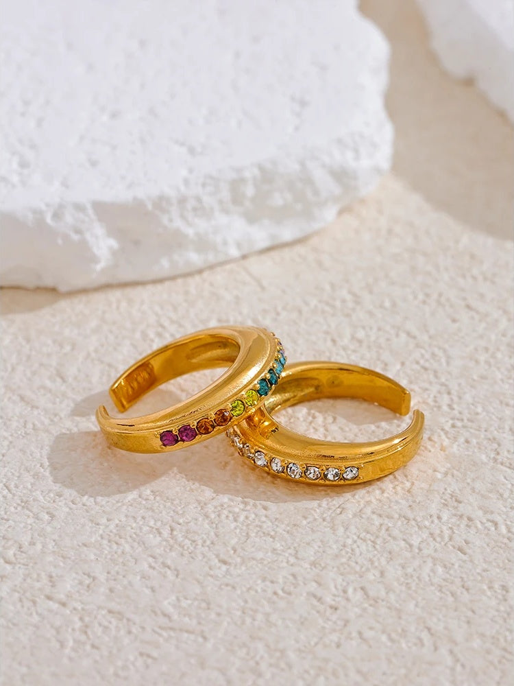 Colorful cubic zirconia tension modern ring - product image