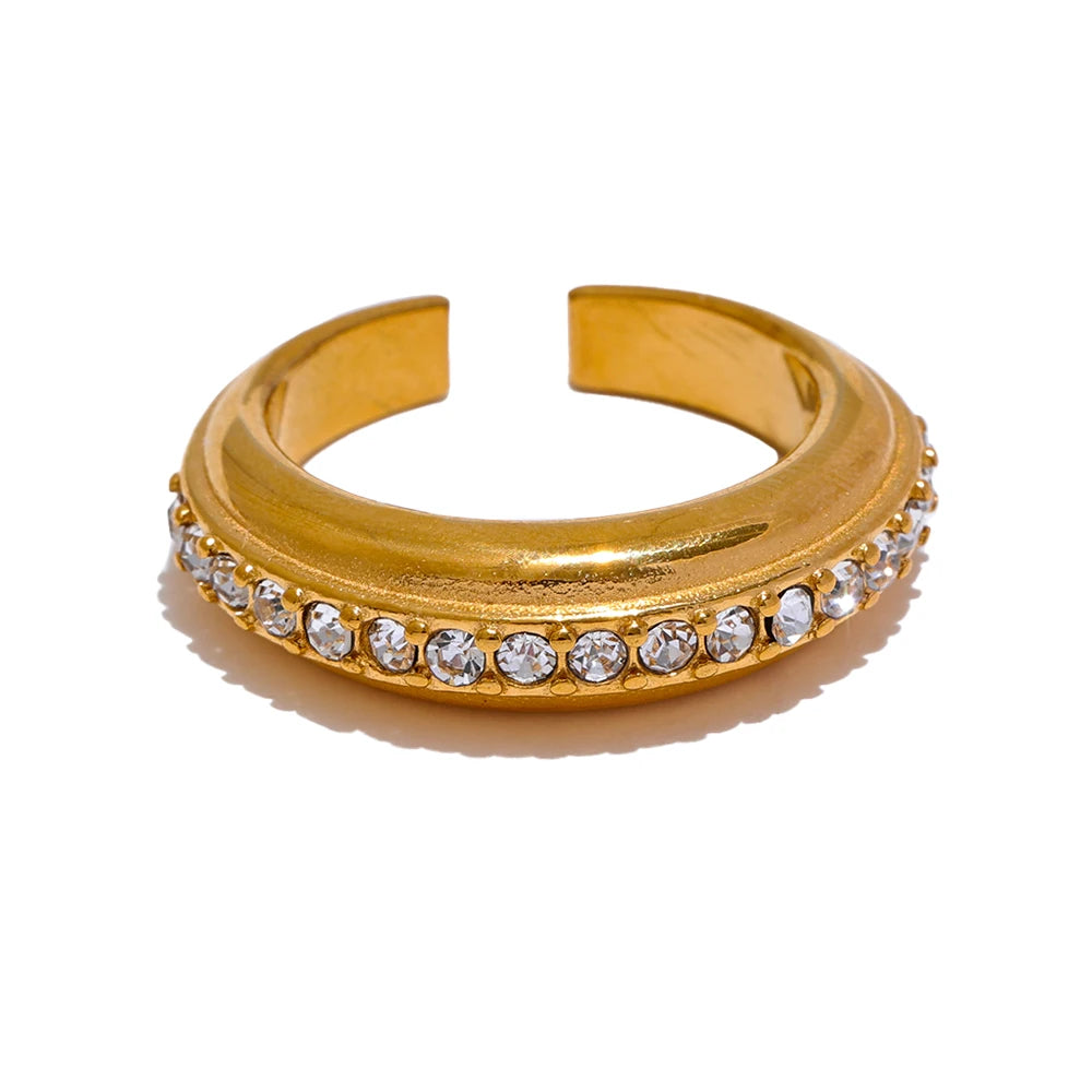 Colorful cubic zirconia tension modern ring - product image