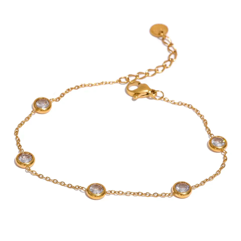 Colorful cubic zirconia thin chain bracelet - product image