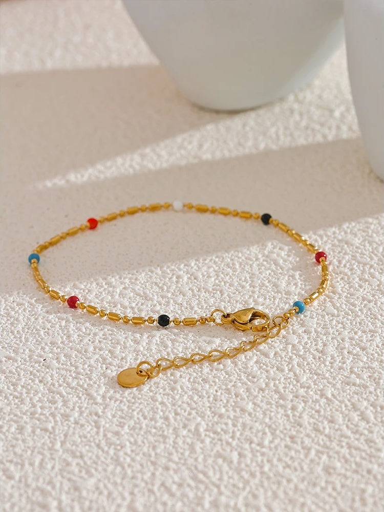 Colorful enamel beads lobster clasp women chain bracelet - product image
