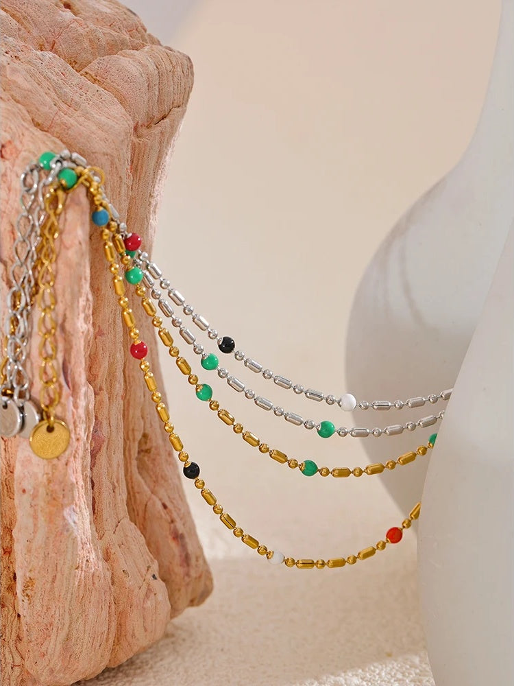 Colorful enamel beads lobster clasp women chain bracelet - product image