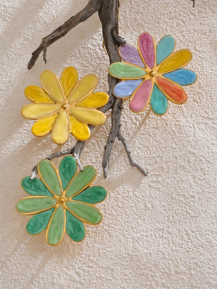Colorful enamel flower y2k adjustable ring - product image