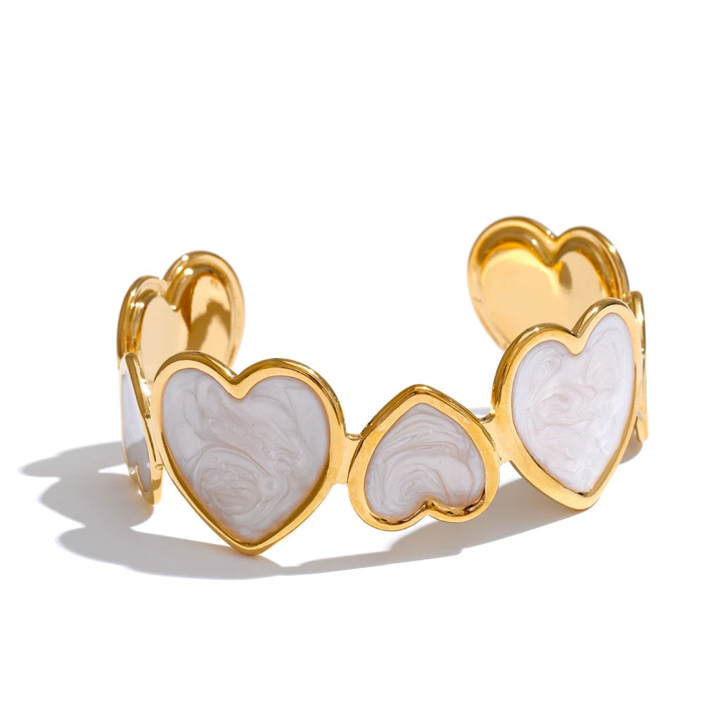 Colorful enamel heart love cuff women bracelet - product image