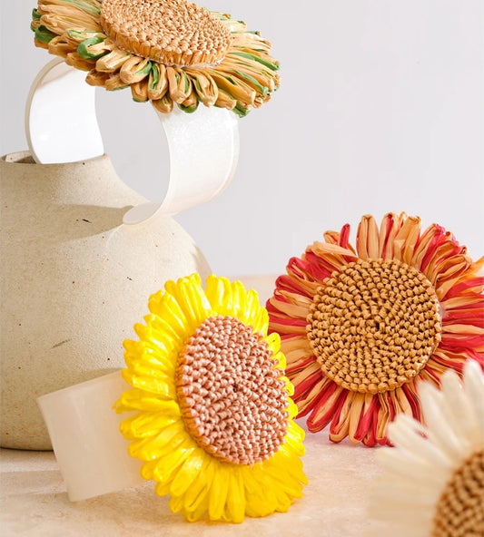 Colorful lafite grass resin flower cuff bracelet - product image