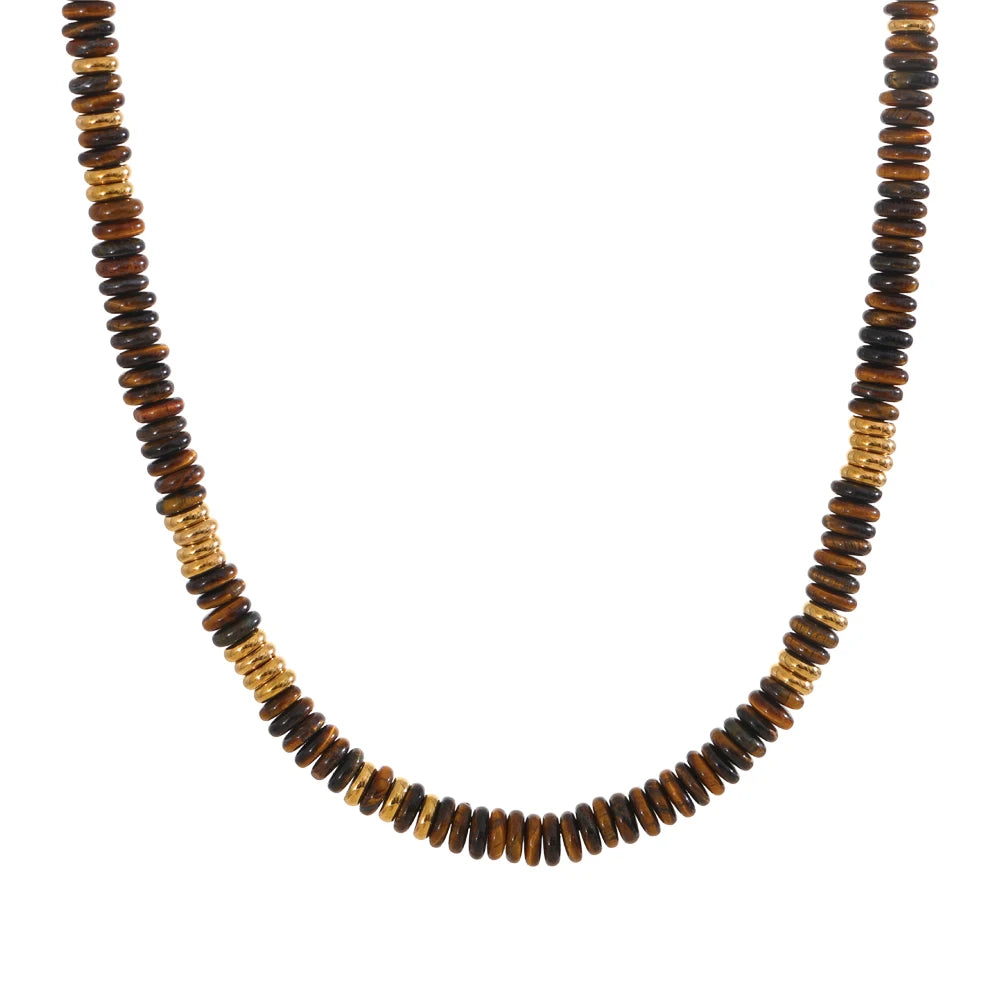 Colorful natural stone beads chain necklace - product image