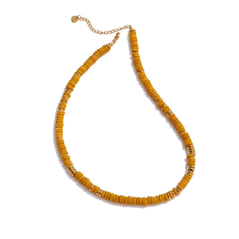 Colorful natural stone beads chain necklace - product image