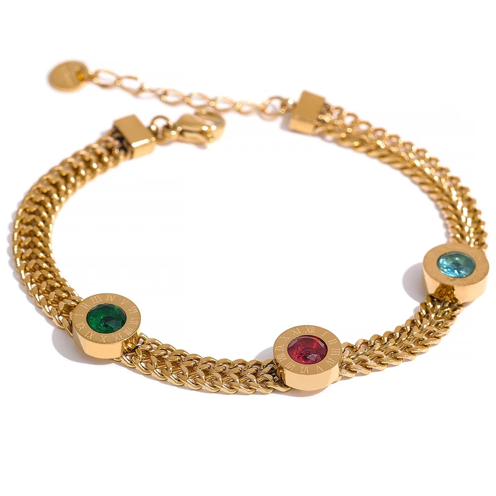 Colorful white cubic zirconia gold color women bracelet - product image