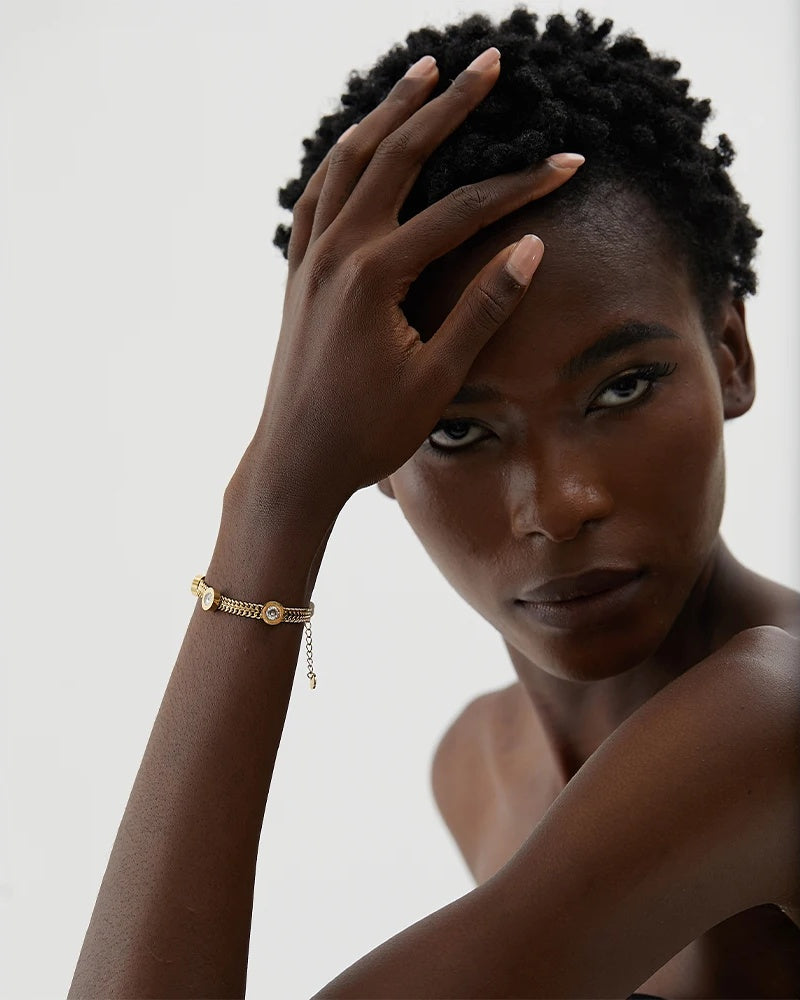 Colorful white cubic zirconia gold color women bracelet - product image