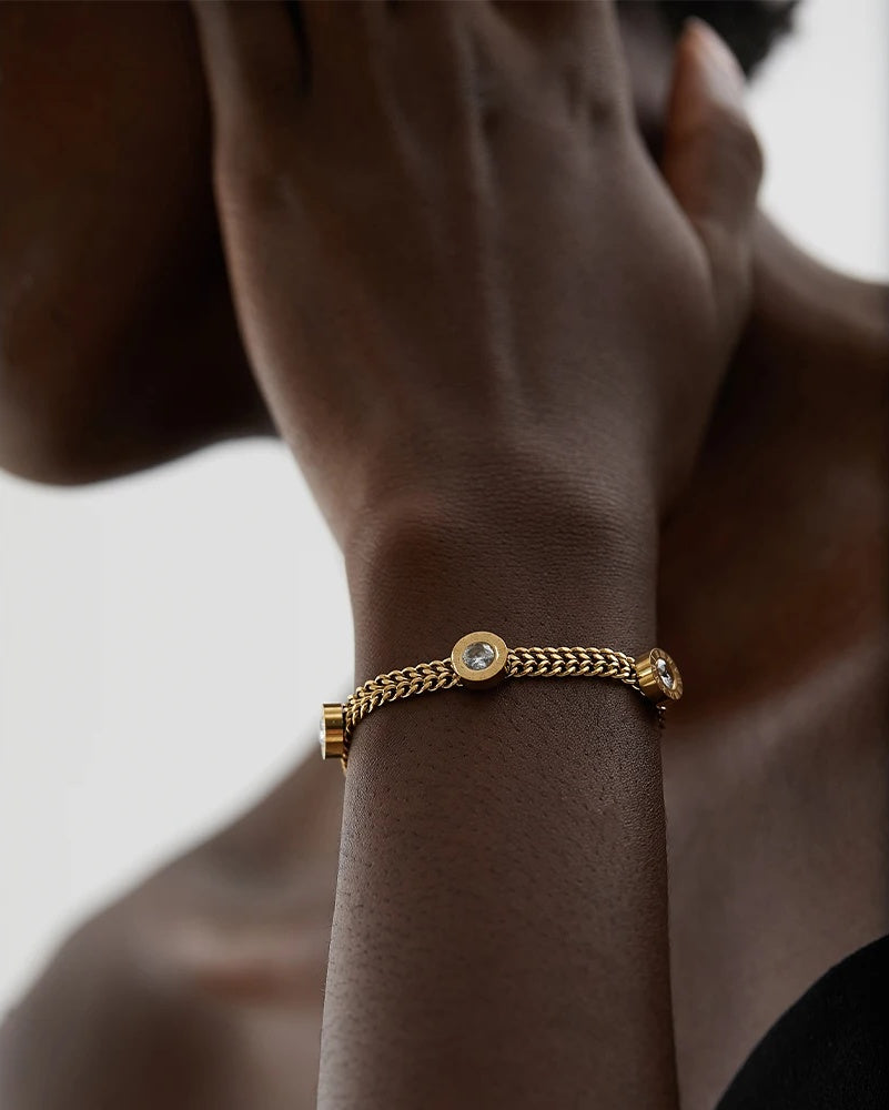 Colorful white cubic zirconia gold color women bracelet - product image