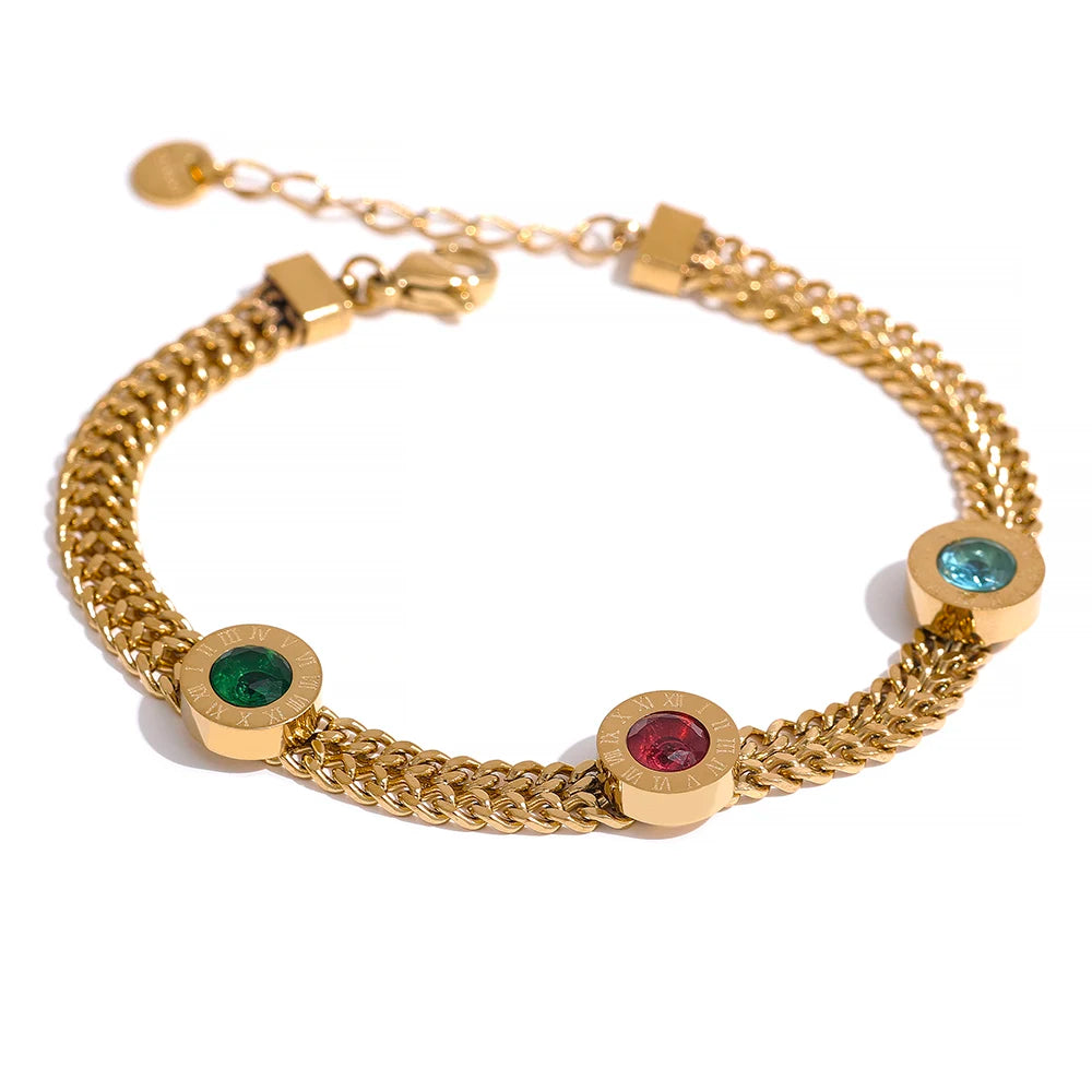 Colorful white cubic zirconia gold color women bracelet - product image