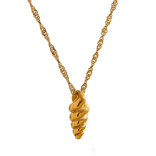 Conch pendant gold color minimalist necklace - product image